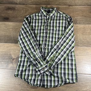 Carhartt Shirt Mens Medium Button Down Classic Plaid Cotton Pocket S218